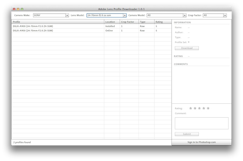 VarioSonnar 24-70mm F2.8 ZA SSM レンズプロファイル