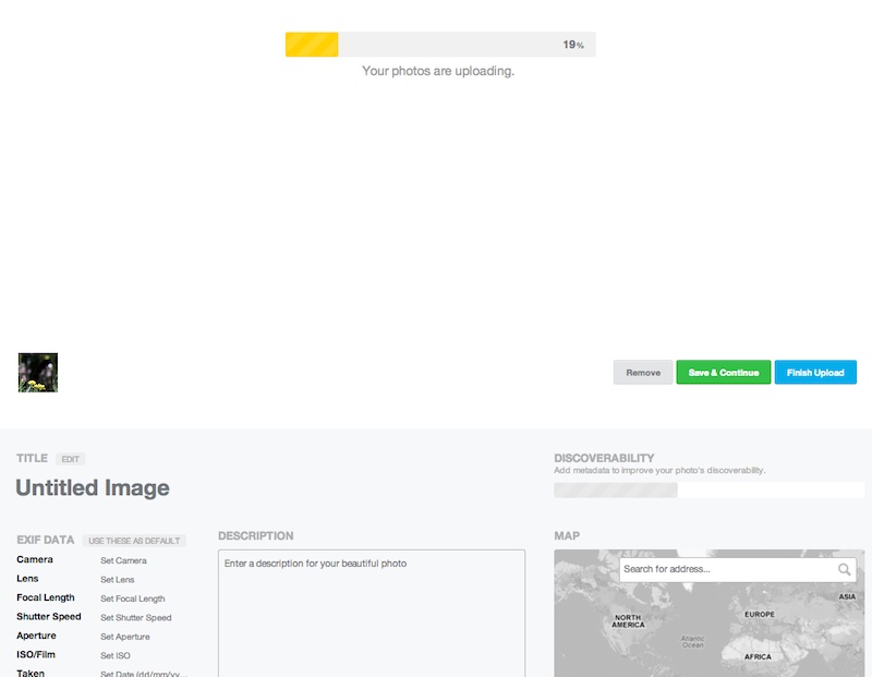 500px写真アップロード中１