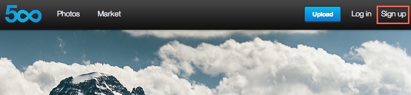 500pxに「Sign up」