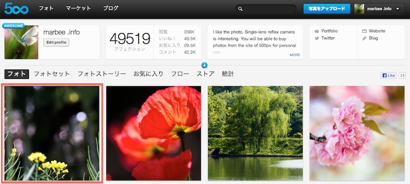 500pxホーム画面