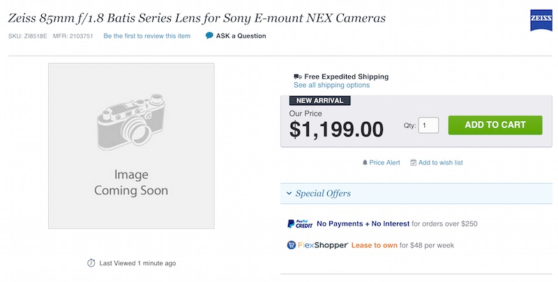 Zeiss Batis 85mm f:1.8