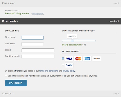 AkismetAPIキー取得