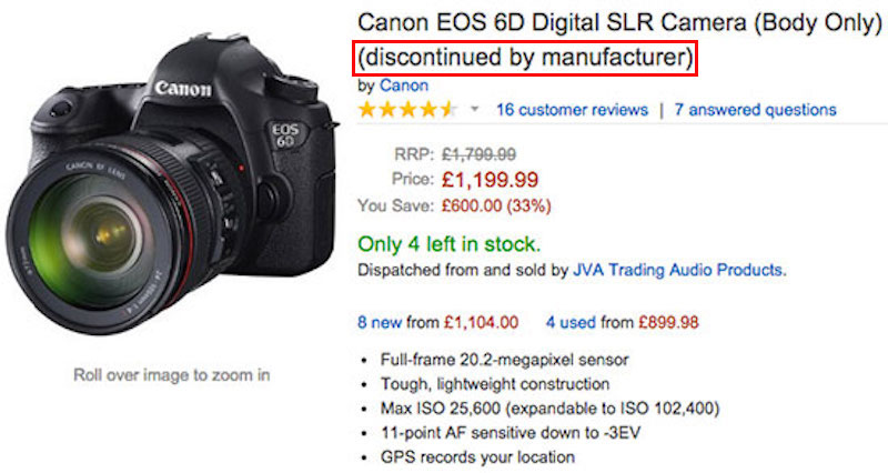 Canon EOS 6D ディスコン？